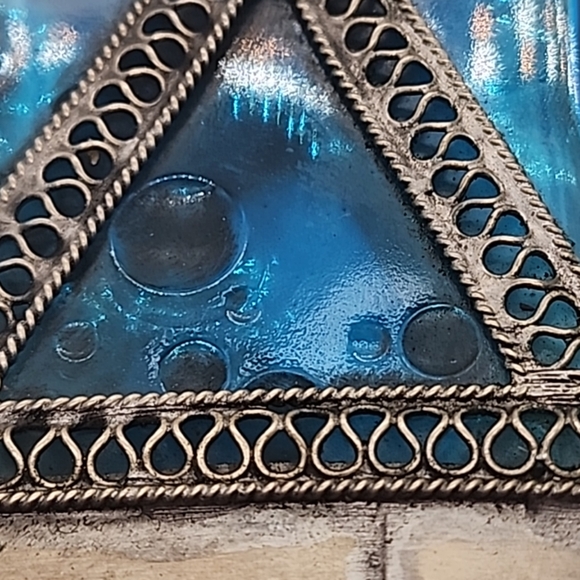 Vintage pair of Moroccan Perfume Bottles Cobalt Blue & green Glass Silver Plated - Picture 12 of 16